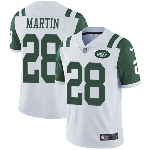 Men New York Jets 28 Curtis Martin Nike White Limited NFL Jersey